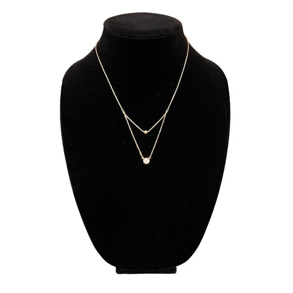 NOC Marlyn Schiff Double Layered Gold Tone Necklace With Clear Crystal G… - Picture 4 of 11